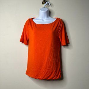J. Crew Guarana Orange Form Knit Elbow-Sleeve Shirt Women's Small